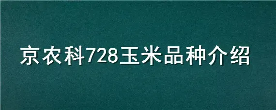 京农科728玉米品种介绍