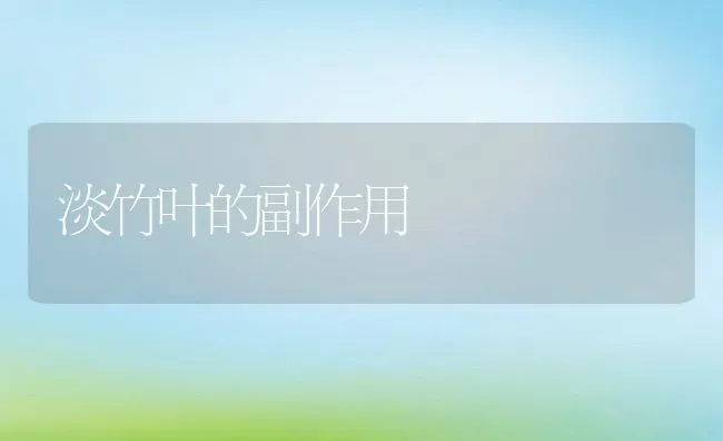 淡竹叶的副作用 | 养殖资料投稿