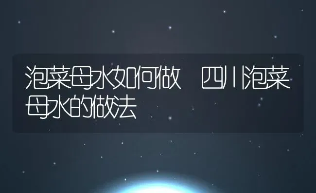 泡菜母水如何做 四川泡菜母水的做法 | 养殖资料投稿