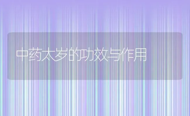 中药太岁的功效与作用 | 养殖资料投稿
