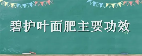 碧护叶面肥主要功效