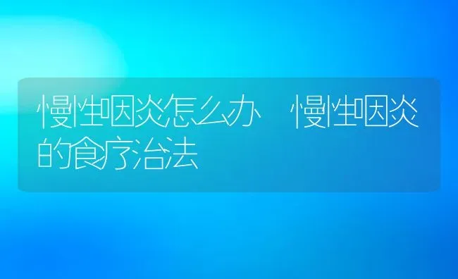 慢性咽炎怎么办 慢性咽炎的食疗治法 | 养殖资料投稿