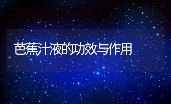 芭蕉汁液的功效与作用 | 养殖资料投稿