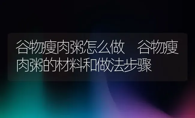 谷物瘦肉粥怎么做 谷物瘦肉粥的材料和做法步骤 | 养殖资讯