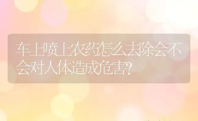 车上喷上农药怎么去除会不会对人体造成危害？ | 养殖资讯