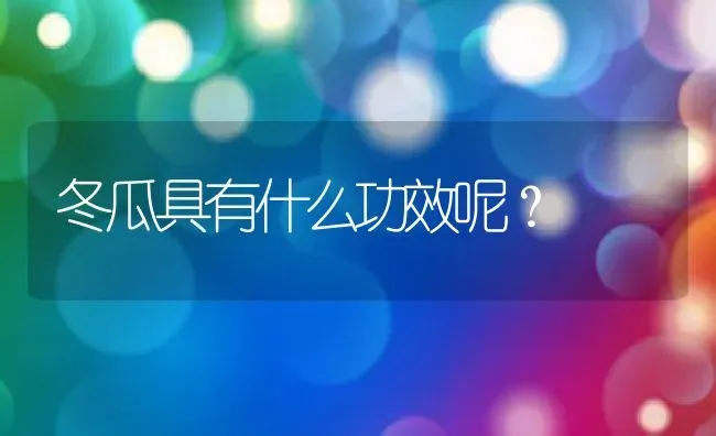 冬瓜具有什么功效呢？ | 养殖资料投稿