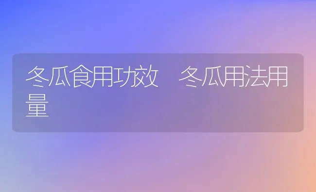 冬瓜食用功效 冬瓜用法用量 | 养殖资料投稿