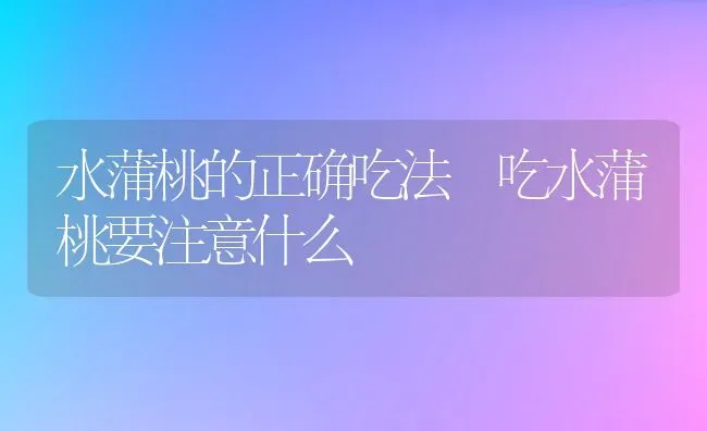 水蒲桃的正确吃法 吃水蒲桃要注意什么 | 养殖资料投稿