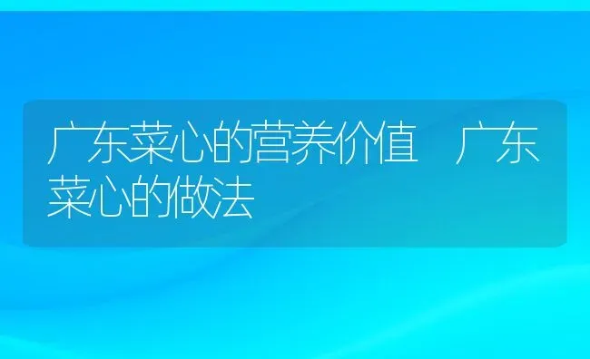 广东菜心的营养价值 广东菜心的做法 | 养殖资料投稿