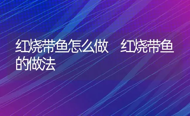 红烧带鱼怎么做 红烧带鱼的做法 | 养殖资料投稿