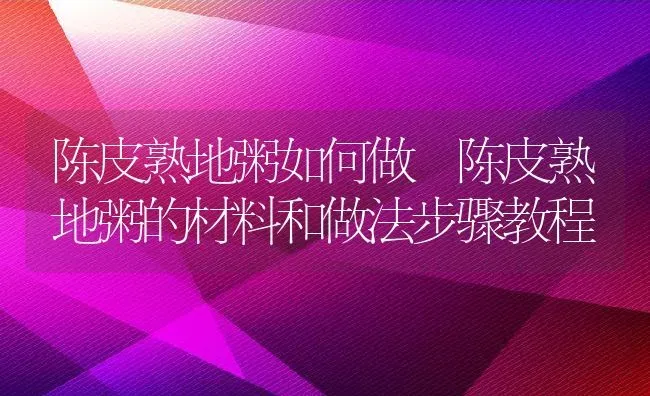 陈皮熟地粥如何做 陈皮熟地粥的材料和做法步骤教程 | 养殖资讯