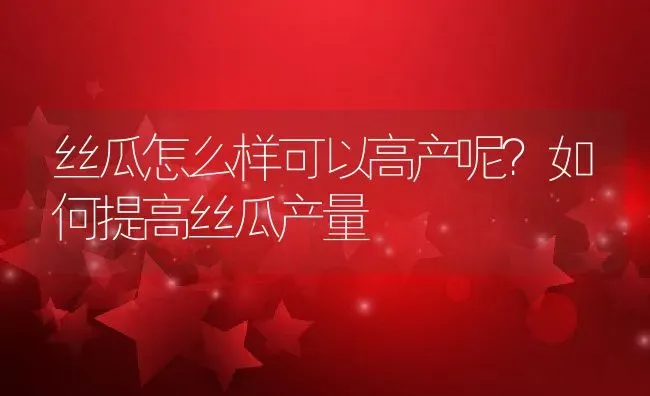 丝瓜怎么样可以高产呢？如何提高丝瓜产量 | 养殖资料投稿