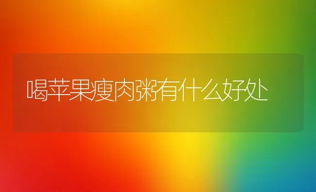 喝苹果瘦肉粥有什么好处 | 养殖资料投稿