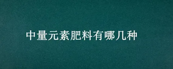 中量元素肥料有哪几种