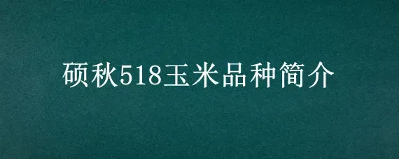 硕秋518玉米品种简介