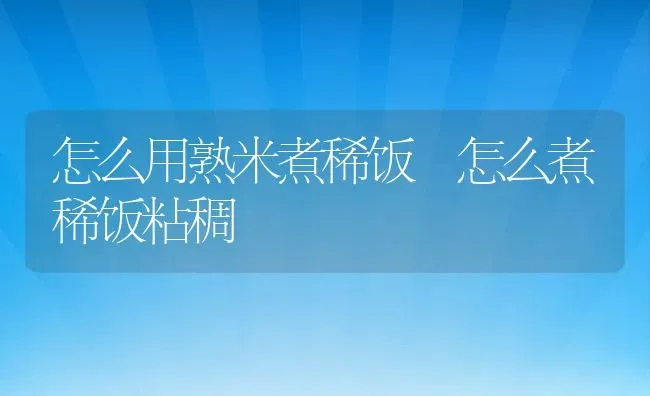 怎么用熟米煮稀饭 怎么煮稀饭粘稠 | 养殖资讯