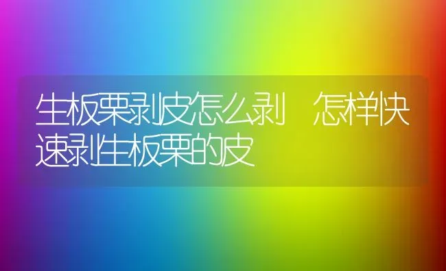 生板栗剥皮怎么剥 怎样快速剥生板栗的皮 | 养殖资料投稿