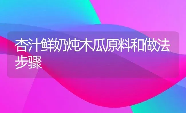 杏汁鲜奶炖木瓜原料和做法步骤 | 养殖资料投稿