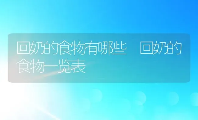 回奶的食物有哪些 回奶的食物一览表 | 养殖资料投稿