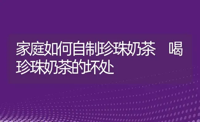 家庭如何自制珍珠奶茶 喝珍珠奶茶的坏处 | 养殖资料投稿