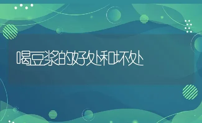 喝豆浆的好处和坏处 | 养殖资料投稿