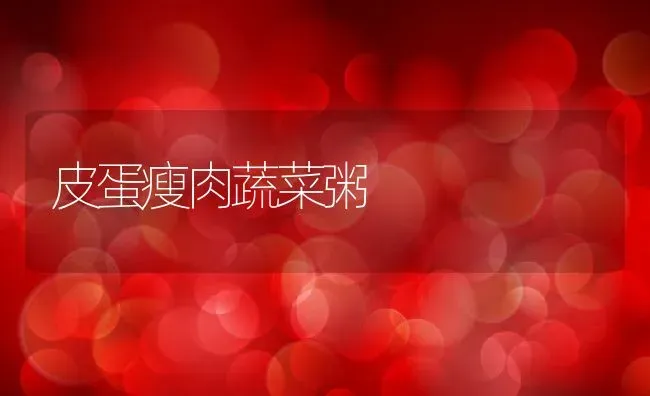 皮蛋瘦肉蔬菜粥 | 养殖资讯