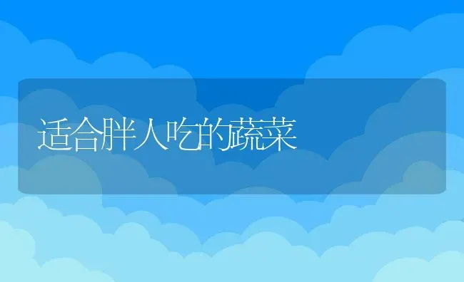 适合胖人吃的蔬菜 | 养殖资料投稿