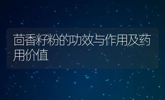 茴香籽粉的功效与作用及药用价值 | 养殖资料投稿