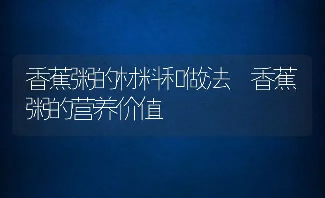 香蕉粥的材料和做法 香蕉粥的营养价值 | 养殖资料投稿