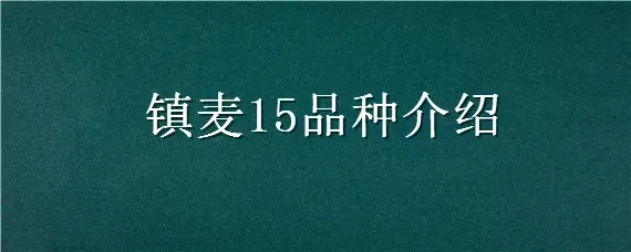 镇麦15品种介绍