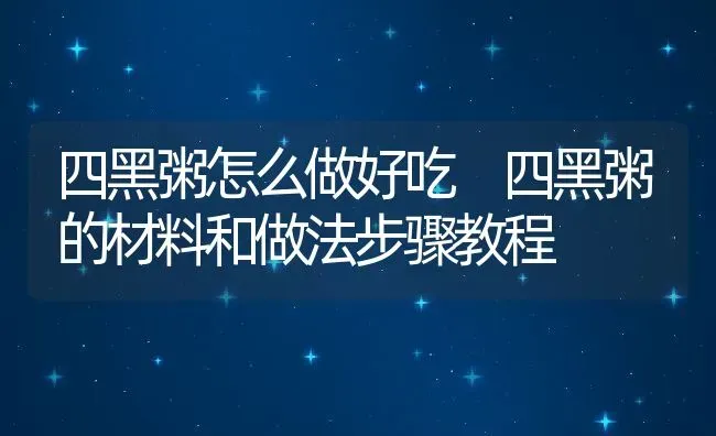 四黑粥怎么做好吃 四黑粥的材料和做法步骤教程 | 养殖资讯