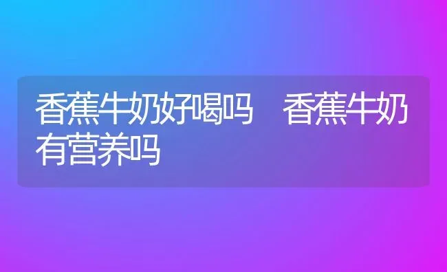 香蕉牛奶好喝吗 香蕉牛奶有营养吗 | 养殖资料投稿