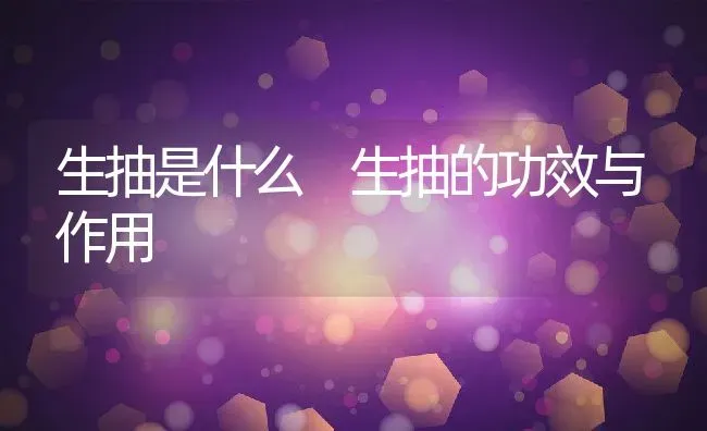 生抽是什么 生抽的功效与作用 | 养殖资料投稿