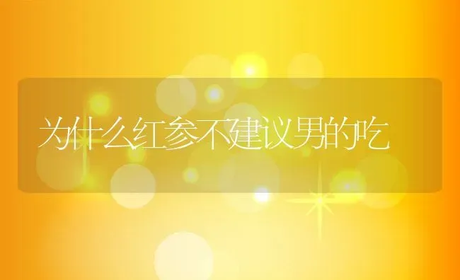 为什么红参不建议男的吃 | 养殖资料投稿