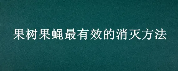 果树果蝇最有效的消灭方法