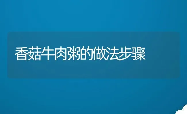 香菇牛肉粥的做法步骤 | 养殖资料投稿