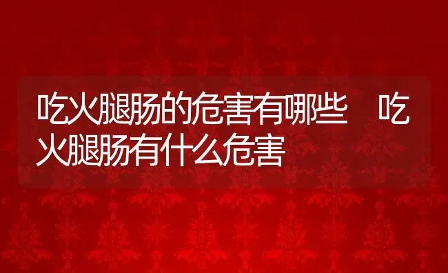 吃火腿肠的危害有哪些 吃火腿肠有什么危害 | 养殖资料投稿