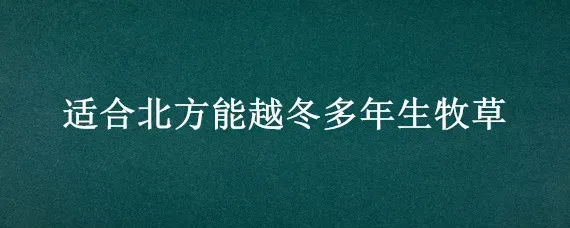 适合北方能越冬多年生牧草