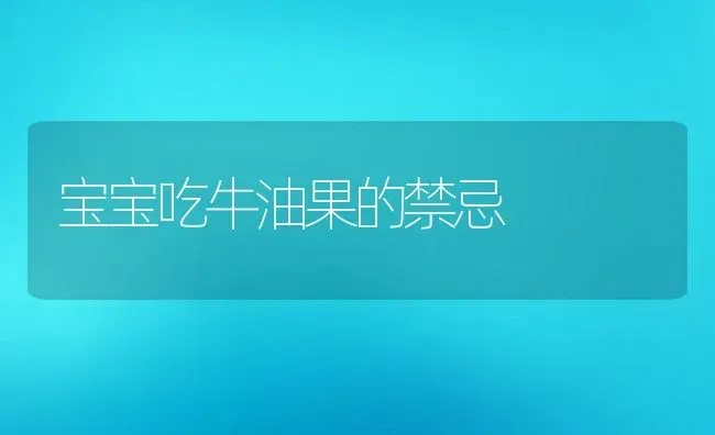 宝宝吃牛油果的禁忌 | 养殖资料投稿