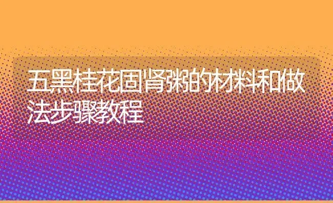 五黑桂花固肾粥的材料和做法步骤教程 | 养殖资讯