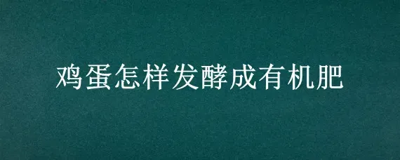 鸡蛋怎样发酵成有机肥