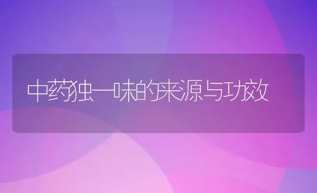 中药独一味的来源与功效 | 养殖资料投稿