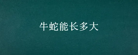 牛蛇能长多大