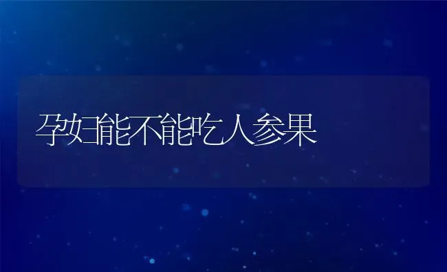 孕妇能不能吃人参果 | 养殖资料投稿