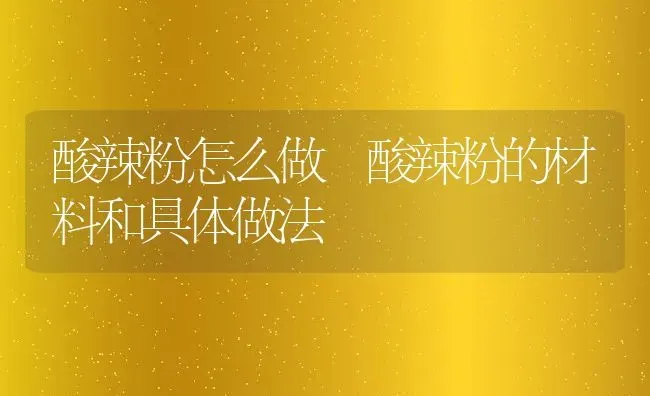 酸辣粉怎么做 酸辣粉的材料和具体做法 | 养殖资料投稿