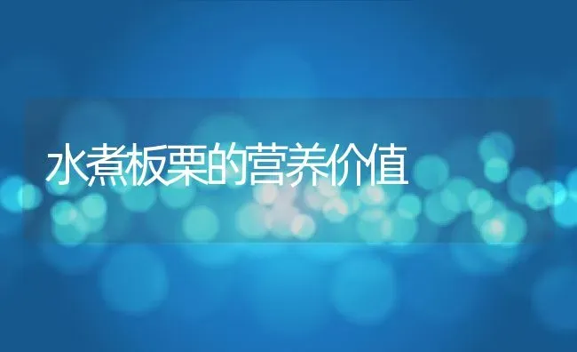 水煮板栗的营养价值 | 养殖资料投稿