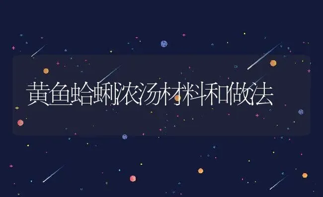 黄鱼蛤蜊浓汤材料和做法 | 养殖资料投稿