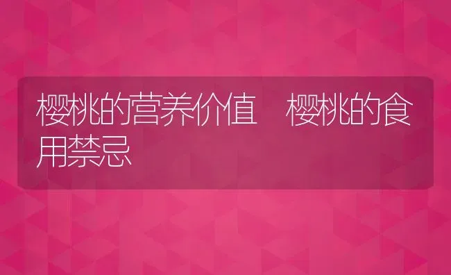 樱桃的营养价值 樱桃的食用禁忌 | 养殖资料投稿