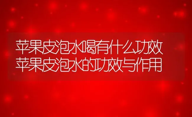 苹果皮泡水喝有什么功效 苹果皮泡水的功效与作用 | 养殖资料投稿