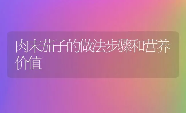 肉末茄子的做法步骤和营养价值 | 养殖资料投稿